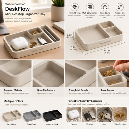 Willowcrestia® DeskFlow Mini Desktop Organizer Tray